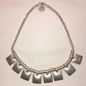 Silver squared hook necklace
